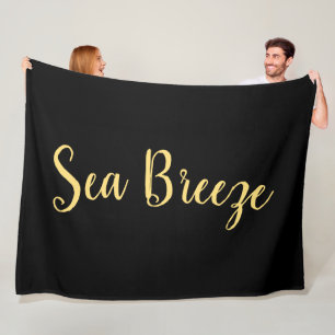 "Zee Breeze" Fancy Fun Script Zwart Achtergrond Fleece Deken
