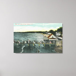 Zee Breeze Pier en Lake Scene Canvas Afdruk