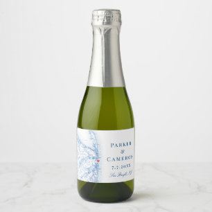 Zee Bright New Jersey Kaart Bruiloft Champagne Min Sparkling Wijnetiket