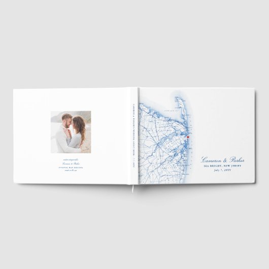Zee Bright New Jersey Kaart Elegant Wedding Gastenboek (Volledig)