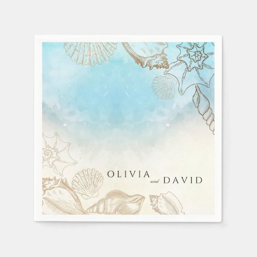 Zee bruiloft zomer blauw oceaan strand bruiloft servet (Voorkant)