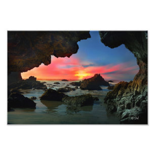 Zee Cave Sunset Leo Carrillo Beach Foto Afdruk