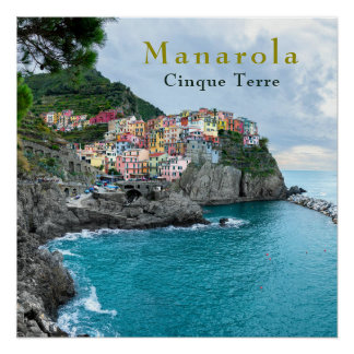 Zee Coast Cinque Terre Manarola Riomaggiore Italië Perfect Poster