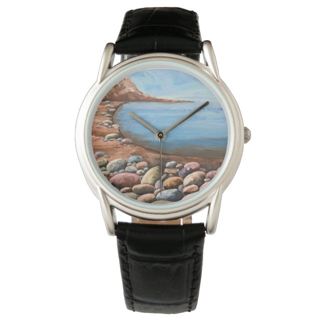 Zee Coast Rocky CLIFFS SEASHORE Ontspannend helder Horloge (Voorkant)