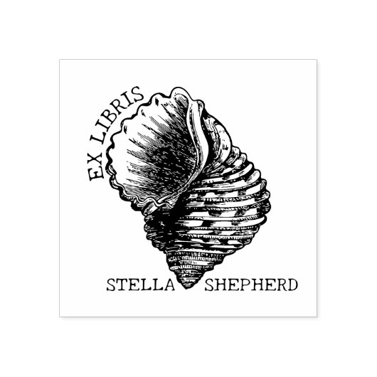 Zee Conch Boek Ex Libris Rubberstempel (Afrduk)