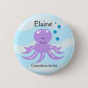 ZEE CRITTERS OCTOPUS NAME TAG Personalized Button