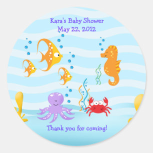 ZEE CRITTERS onder Baby shower van Zee Ronde Sticker