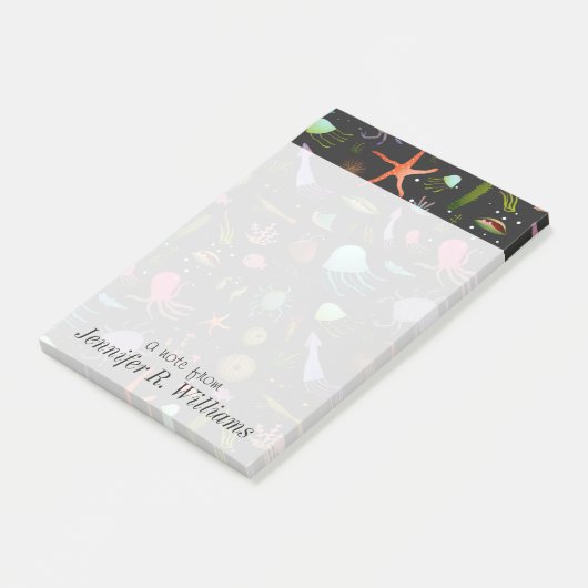 Zee Critters Patroon | Jouw namen toevoegen Post-it® Notes (Schuin)