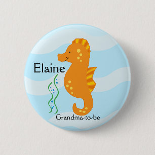 ZEE CRITTERS SEAHORSE NAME TAG Personalized Button