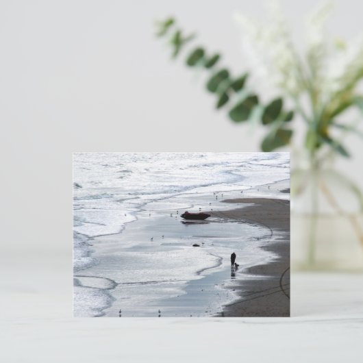 Zee dat bij schemering aan land komt briefkaart (Staand voorkant)