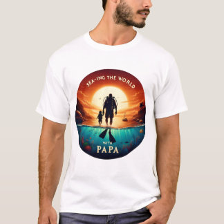 Zee de wereld met PAPA | Scuba Diving Dad T-shirt