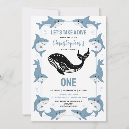 Zee Dieren Haai 1e Verjaardag | Onder de Zee Kaart (Voorkant)