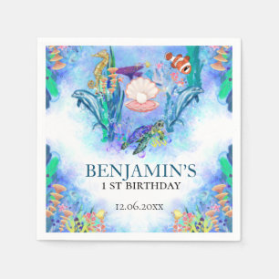 Zee dieren in de oceaan op een dag servet