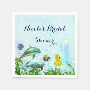 Zee Dieren Strand Aquarel Elegant Feest Custom Servet