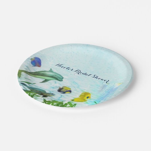 Zee Dieren Strand Waterverf Elegant Party Custom Papieren Bordje (Gekanteld)