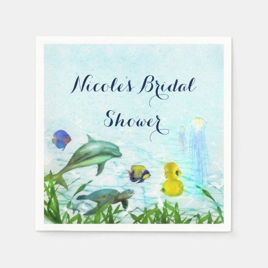 Zee Dieren Strand Waterverf Elegant Party Custom Servet (Voorkant)