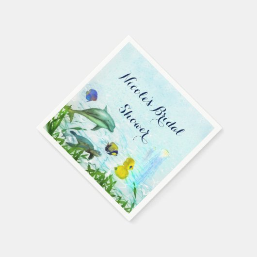 Zee Dieren Strand Waterverf Elegant Party Custom Servet (Hoek)