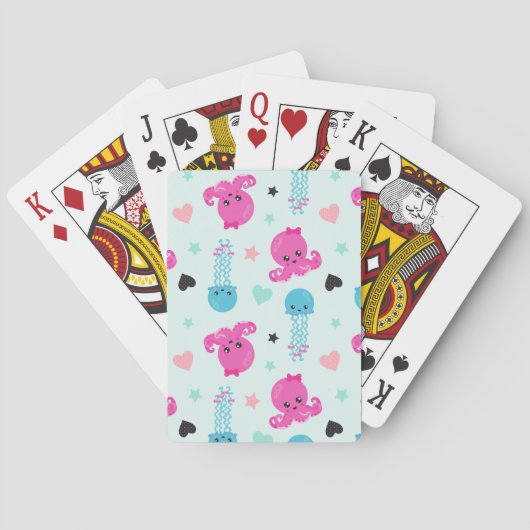 Zee Dieren, Zeeleven, Octopus, Kwal, Harten Pokerkaarten (Achterkant)