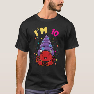 Zee dierlijk diertje 10 Hermit krab 10e verjaardag T-shirt