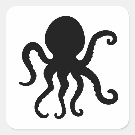 Zee Dierlijke octopus Silhouette Vierkante Sticker (Voorkant)
