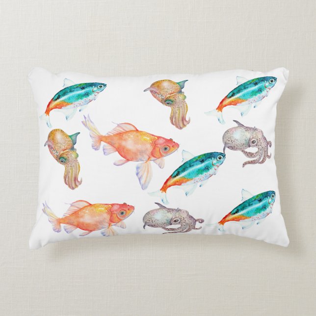 Zee dierpatroon accent kussen (Voorkant)