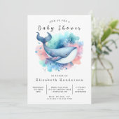Zee Digital Whale Baby shower Kaart (Staand voorkant)