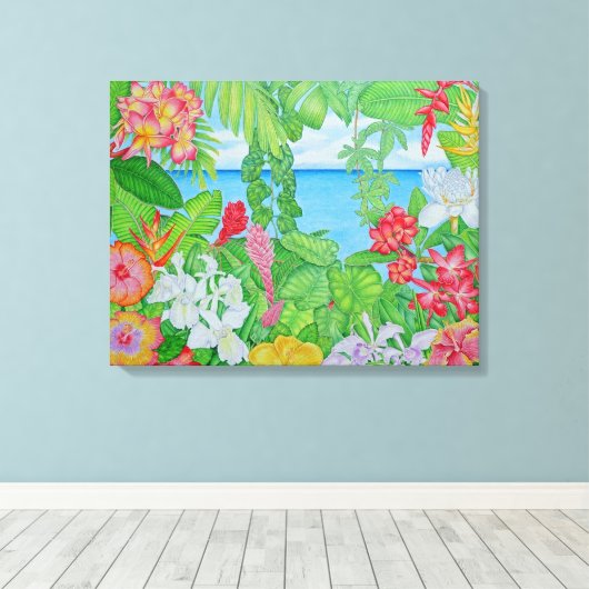 Zee door het Oerwoud Canvas Afdruk (Insitu (Houten vloer))