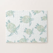 Zee draaiboeken Patroon wit groen Legpuzzel (Horizontaal)