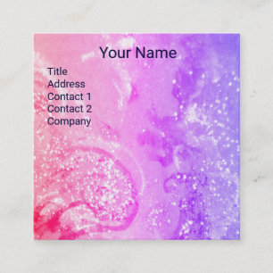 ZEE DRAAK EN BLAUWE GOLVEN Fantasy Roze Paarse Vierkante Visitekaartje