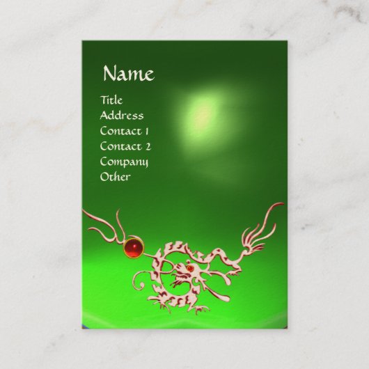 ZEE DRAGON 2 EMERALD MONOGRAM groen rood Visitekaartje (Voorkant)