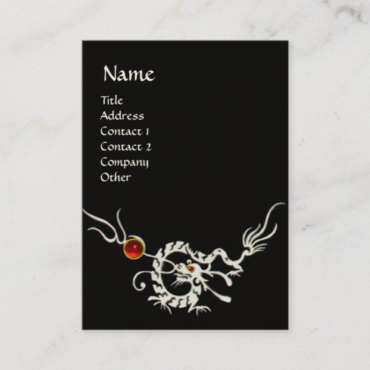 ZEE DRAGON 2 RUBY MONOGRAM zwart-wit rood Visitekaartje (Voorkant)