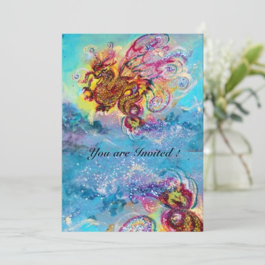 ZEE DRAGON blauw violet paars zwart geel Kaart (Staand voorkant)