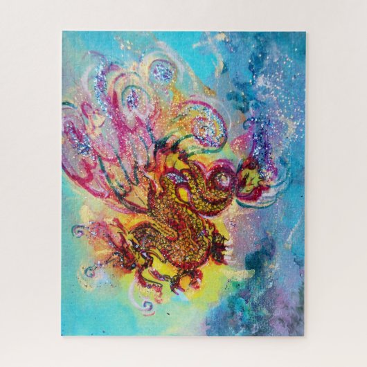 ZEE DRAGON EN BLAUWE WAVES Fantasy Legpuzzel (Verticaal)