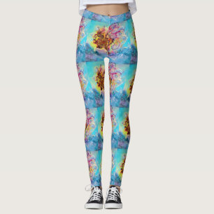 ZEE DRAGON in blauw goud geel roze fantasie Leggings
