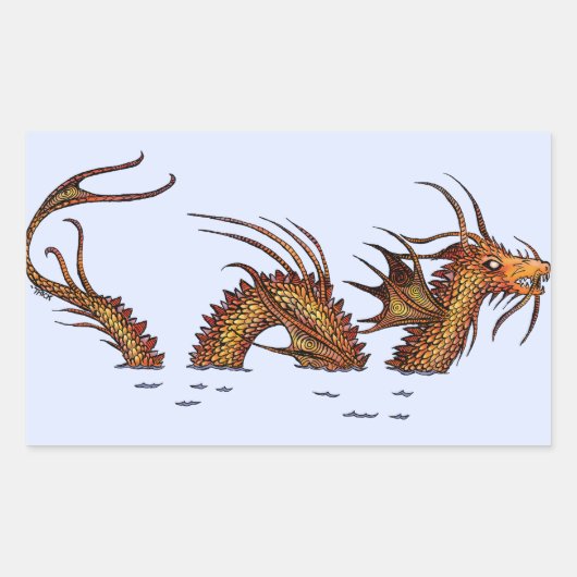 Zee Dragon Rechthoekige Sticker (Voorkant)