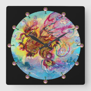 ZEE DRAGON VIERKANTE KLOK