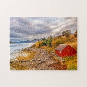 Zee- en bergachtige Uitzichten in Lofoten Nordland Legpuzzel