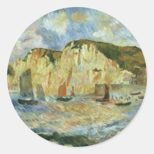Zee en Cliffs van Pierre Renoir,  Kunst Ronde Sticker (Voorkant)