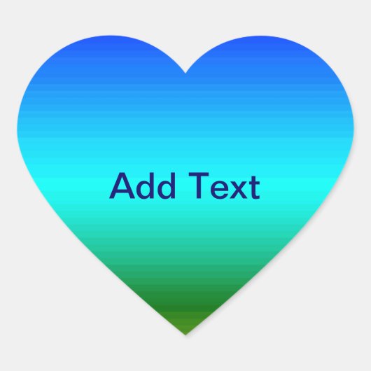 Zee en Sky Blue en Green Gradient Hart Sticker (Voorkant)