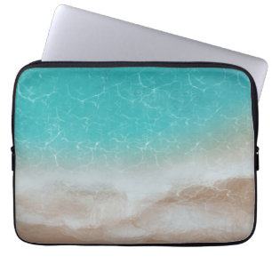 Zee en strand van boven koele abstracte kunst laptop sleeve