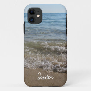 Zee- en Zand Beach Waves Persoonlijke naam iPhone 11 Hoesje