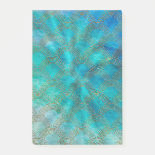 Zee- en zeemeerkalveren in water en goud post-it® notes