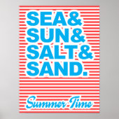 Zee en zon, zout en zand, zomertijd poster (Voorkant)