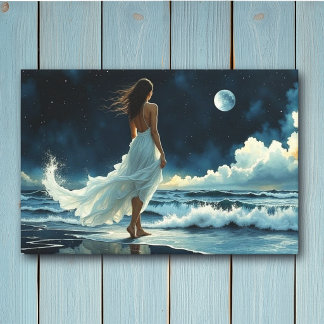 Zee-Escape onder de Maan | Kustkunst Canvas Afdruk