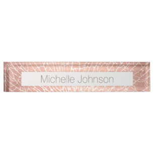 Zee Fan Coral Pattern Faux Roos Gold Naambordje