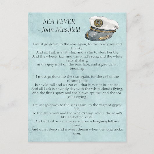 Zee Fever Masefield Poem Briefkaart (Voorkant)