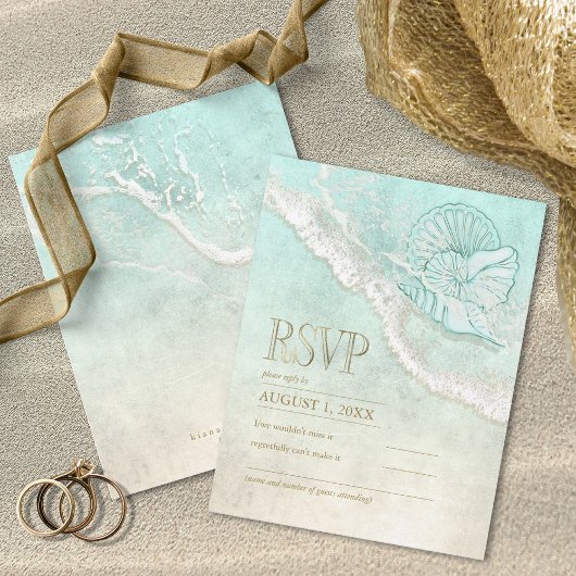 Zee Foam Beach Wedding ID837 RSVP Kaartje