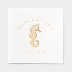 Zee Foam Beach Wedding Seahorse ID837 Folie Servetten