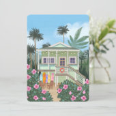 Zee Foam Green Beach House Blank Kaart (Staand voorkant)