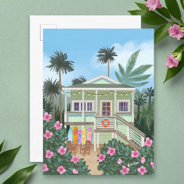 Zee Foam Green Beach House Briefkaart